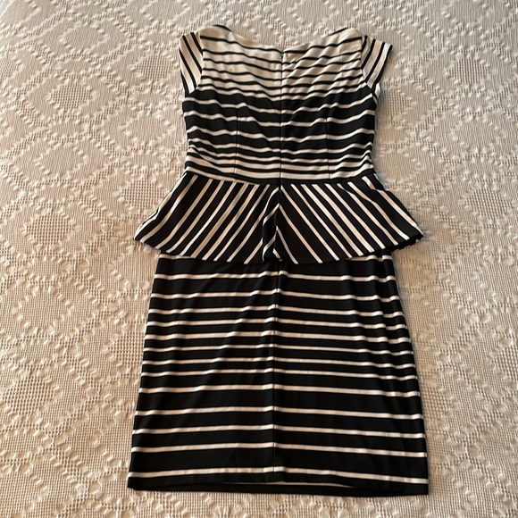 Taylor Black & Cream Striped Dress - Picture 4 of 6